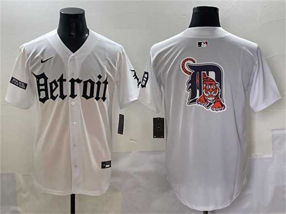Men%27s Detroit Tigers Team Big Logo White Motor Gothic Edition Vapor Premier Limited Stitched Jersey